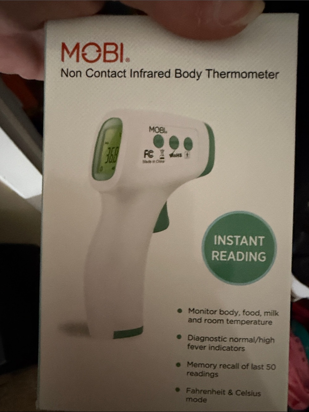 White and Green Non-Contact Infrared Body Thermometer